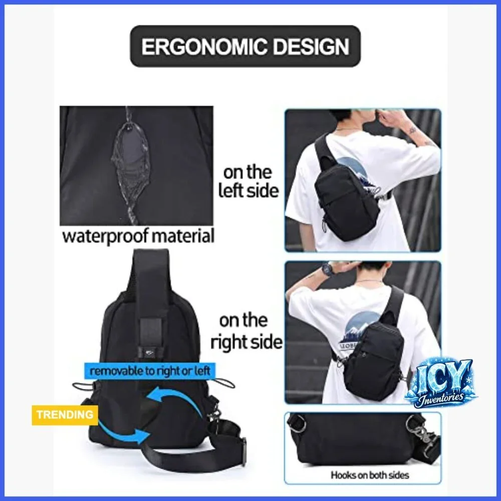 Lightweight Nylon Sling Backpack with USB Charger Port for Hiking Travel